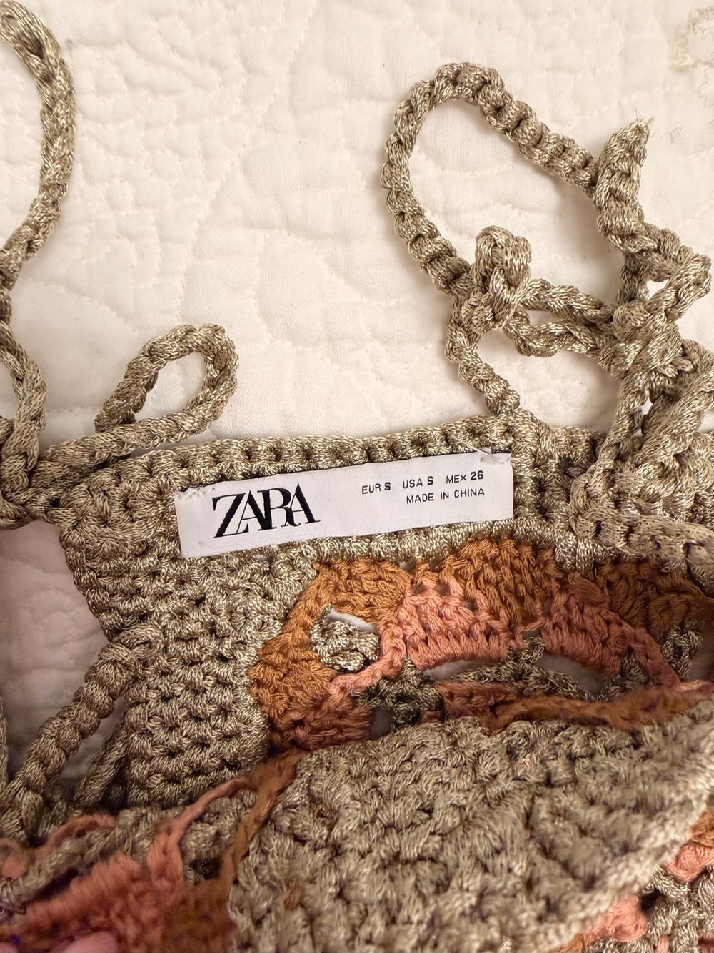 Handmade Crochet Tube Top in Taupe and Rust - Picture 3 of 3